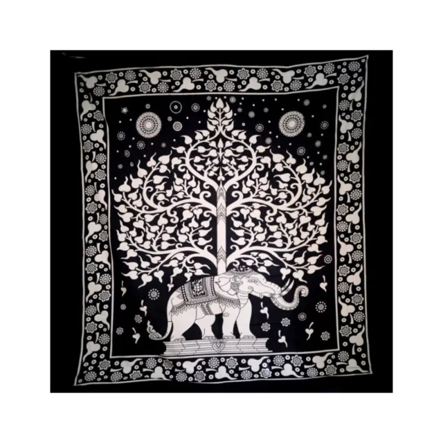 Ruben Robijn Grand Foulard - 44 - Olifant & Bodhi Tree - zwart/wit n.n.b