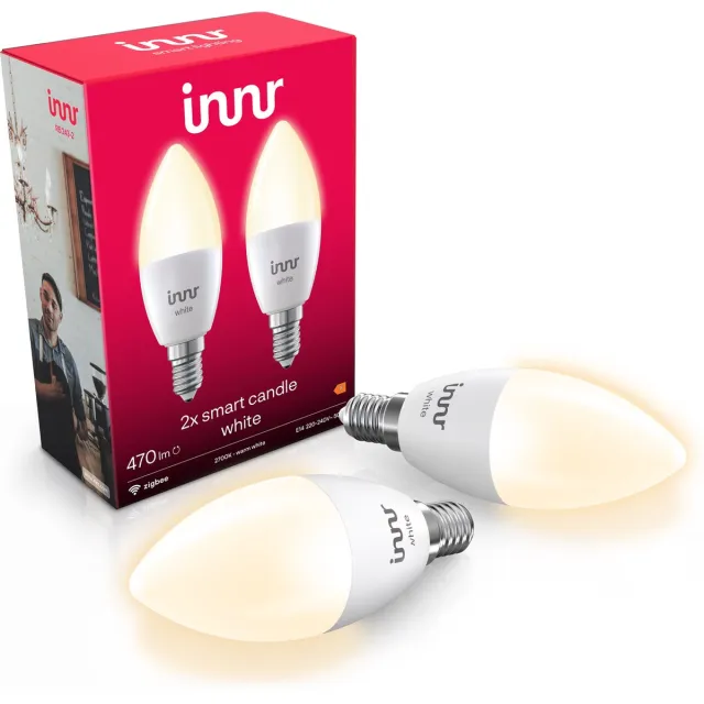 innr smart E14 LED lamp - geschikt voor Philips Hue - Zigbee bulb - warmwit licht - slimme kaarslamp - dimbaar - 470 lumen - 2 pack