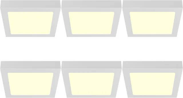 Qualu LED Paneel Slim Opbouw 6 Stuks - Kingtron Thin - 24W 2400lm 120° Bundelhoek - Warm Wit 3000K - IP40 - Vierkant - Wit - 272x272mm