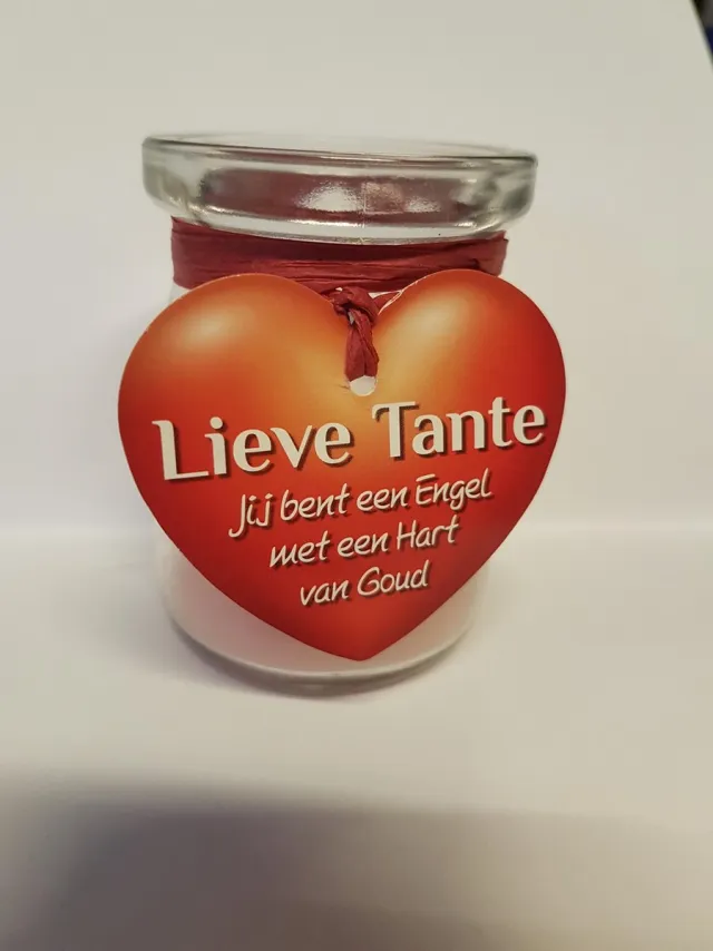 Miko kaarsje lieve tante roze rood