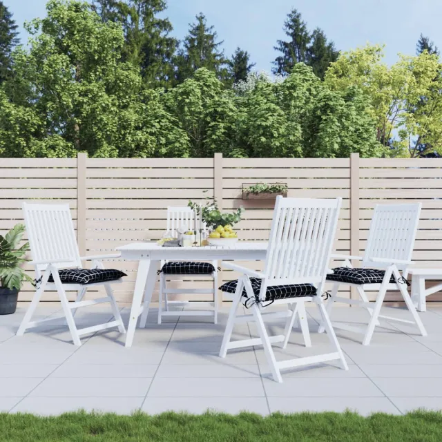 vidaXL Stoelkussens 4 st 50x50x7 cm stof ruitpatroon zwart Meerkleurig