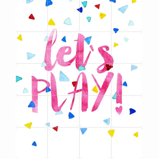 IXXI Let`s Play!, Treechild & Various - 80 x 100 cm - Grote wanddecoratie en posters - Speels, Aquarel, Illustraties, Typografie, Kleurrijk Roze