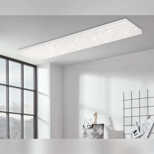 Briloner Sterrenhemel CCT Plafondlamp led - plafonniere met afstandsbediening - warm wit licht & koel wit licht - dimbaar - 40W - 119,5 cm - wit Wit (met sterrenhemel)
