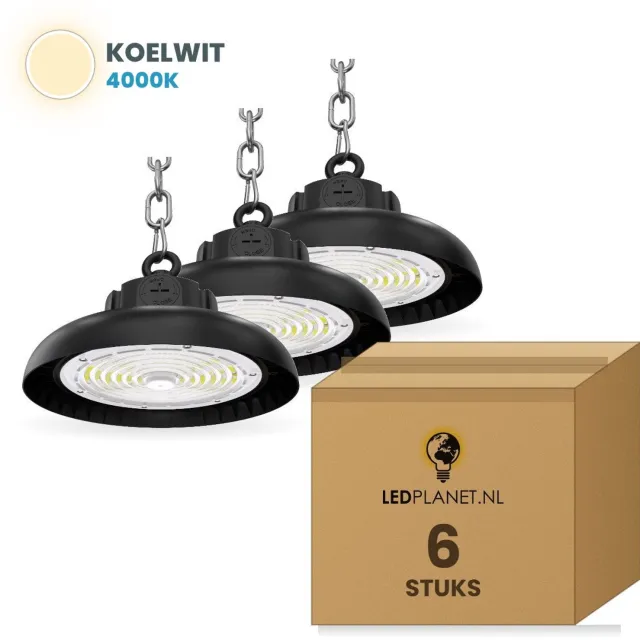 Tsong UFO Lamp - LED High Bay 100W - 6 stuks - 20.000 lm - 200 lm/W - Koelwit 4000K - Instelbaar 70/100W - 0-10V Dimbaar - IP65 - Werkplaats- & Garageverlichting - 5 jaar garantie