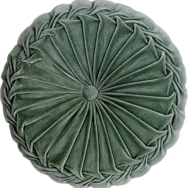 Linen & More Kanan - rond velvet sierkussen - blauwgroen - 40 x 40 cm