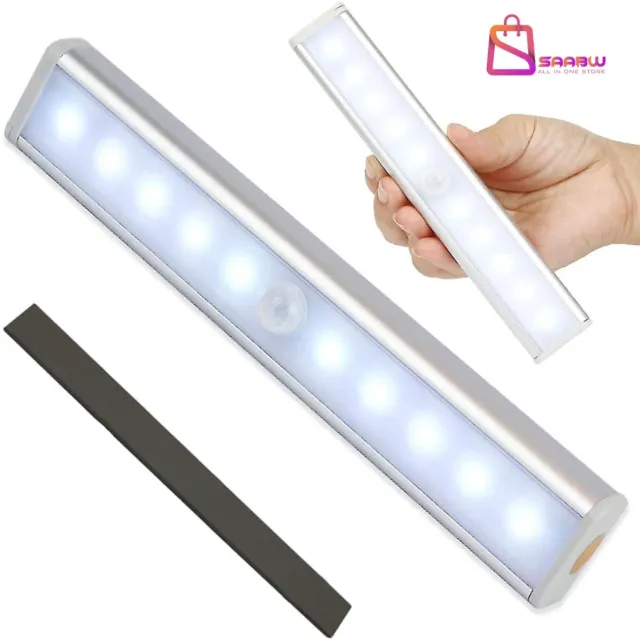 SAABW Zelfklevende LED Kastlamp met Bewegings- & Schemeringssensor – Magnetische Bevestiging – 19 cm – kastverlichting op batterij – keukenverlichting onderbouw led – 44149 Wit
