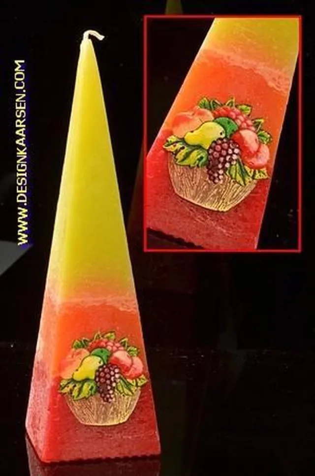 MilaNNE Gemengd Fruit kaars, Piramide, 24 cm geel