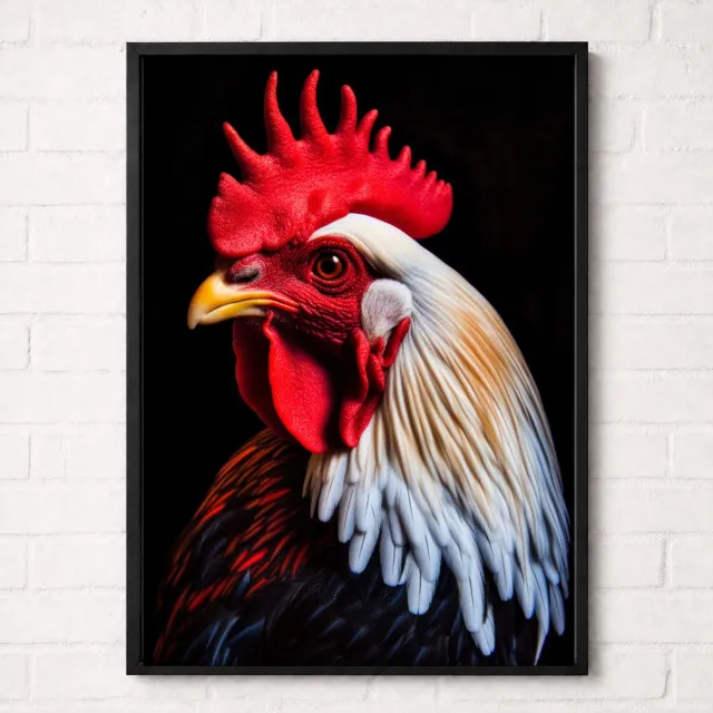 Kleurmedia Witte Haan Poster - Boerderijdieren Collectie - Dieren Posters - A1+ 61 x 91,5 cm