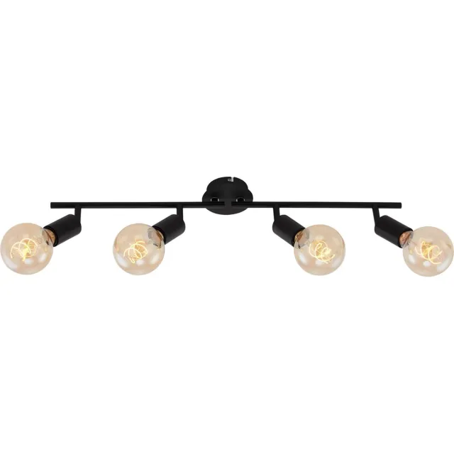 Briloner PEARL - Plafondspots - opbouwspot met 4 lichts - plafondlamp retro / vintage - spotkoppen draaibaar en zwenkbaar - 4x E27 - max. 60W - metaal - zwart - met een metalen rand