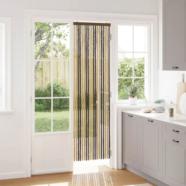 vidaXL Insecten Gordijn Chenille Donkerbruin, Beige 56 x 200 cm