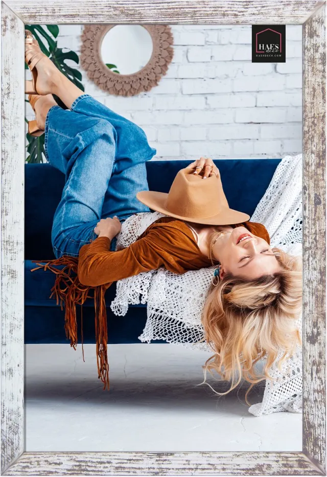 HAES deco Houten fotolijst Avignon wit / bruin voor 1 foto formaat 20x30 - SP14730 Wit/Bruin
