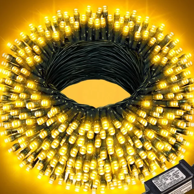 Nosheir Lichtsnoer 30 M met 300 LED - 8 Standen Krachtig Waterdicht - Decoratie voor Binnen en Buiten - Herfst, Oogstfeest, Halloween, Kerstmis en Feesten - Geel