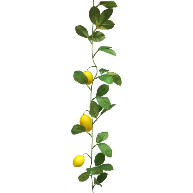 Bellatio Design Kunstbloem citrusfruit tak citroen - 180 cm - geel - citrusfruit slinger/guirlande - decoratie