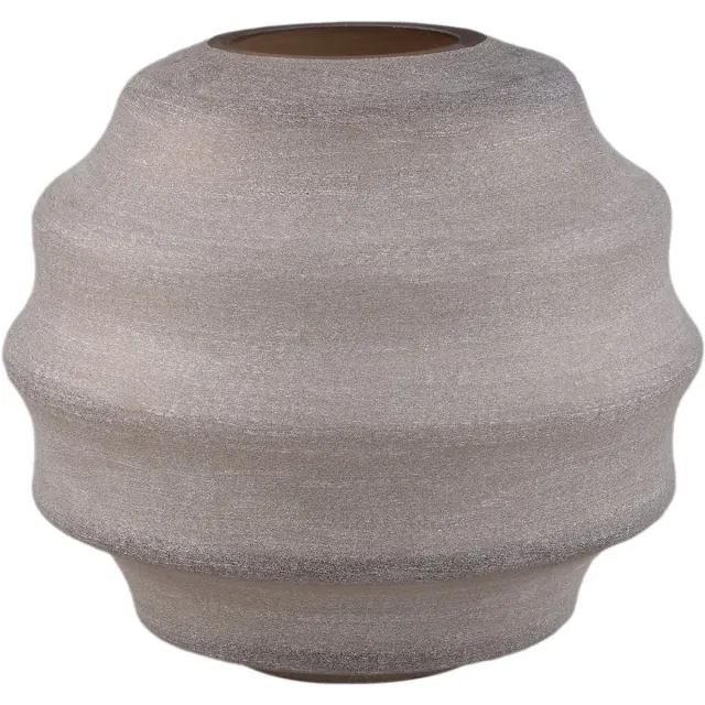 PTMD Elladie Beige Round Glass Layered Vase Low