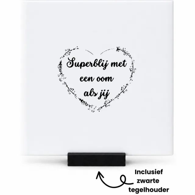 Hacebo Zo superblij met een oom als jij tegeltje met tegelhouder - Oom - Beste oom ever - tegeltjes met tekst - Familie cadeau - Bedankje - Bedank cadeau - Familie kado - Gegrafeerd - spreuktegels - 10.8x10.8 CM Wit