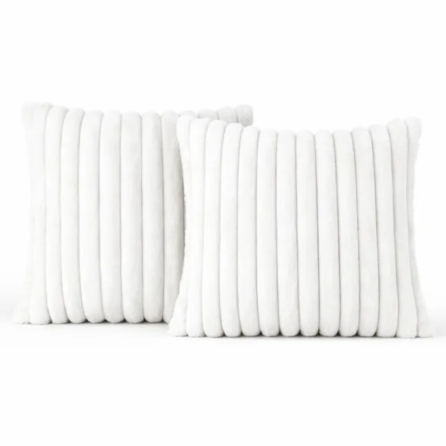 Trovano Sierkussen 50x50 cm Wit, set van 2 | Incl. binnenkussens | Vierkant kussen met luxe, zachte, dubbelzijdige ribstof