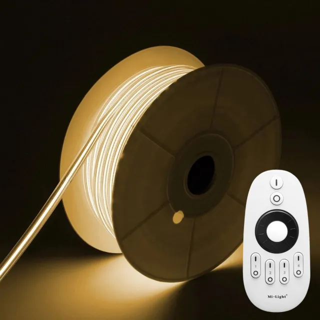 DiamantLED COB LED Strip - Warm Wit 2700k - 40 Meter in één rol(1x 40meter) - 800Lumen per meter - 220V - Waterdicht(IP65) - Complete Set - Met Mi-Light(MiBoxer) RF Afstandsbediening