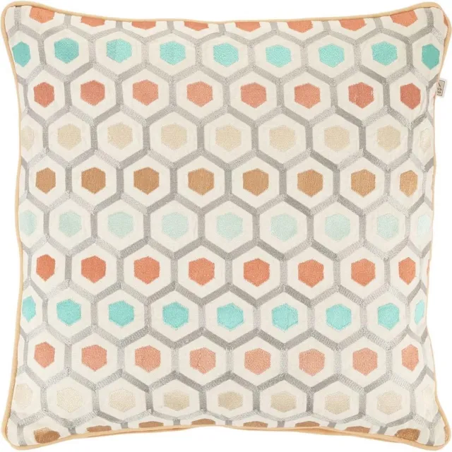 Dutch Decor HUIK - Sierkussen 45x45 cm - geborduurd patroon - 100% katoen - multicolor - Inclusief binnenkussen Zalm