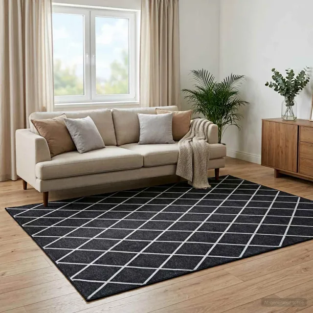 vidaXL Vloerkleed ORIZ Zwart diamantpatroon 200 x 280 cm, foto 2