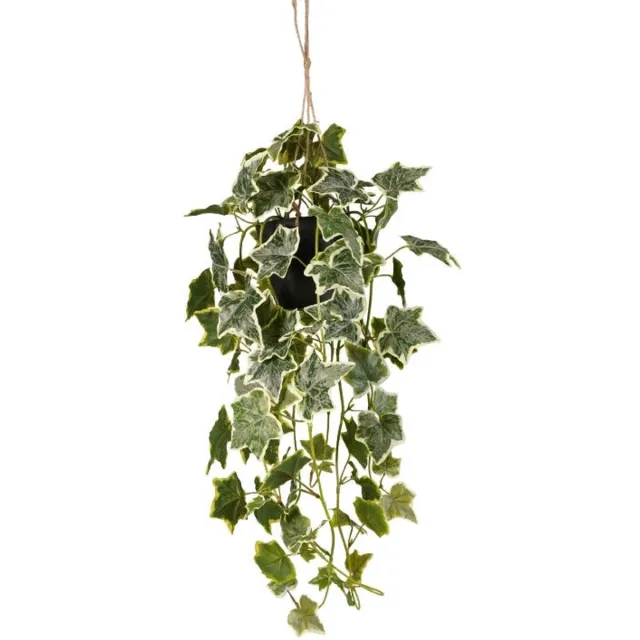 Emerald Kunst Hangplant Ivy in pot groen/wit 70cm - Kunstplant voor binnen
