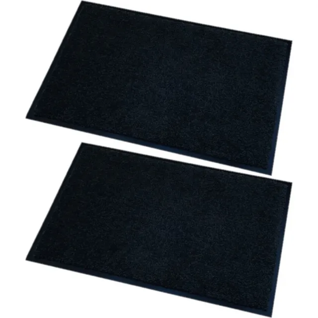 Wicotex deurmat/droogloopmat memphis - 2x - zwart - 60 x 80 cm - anti-slip - voor binnen en buiten