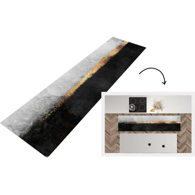 KitchenYeah Keukenloper - Loper keuken - Goud - Abstract - Luxe - Keukenloper vinyl Multicolor