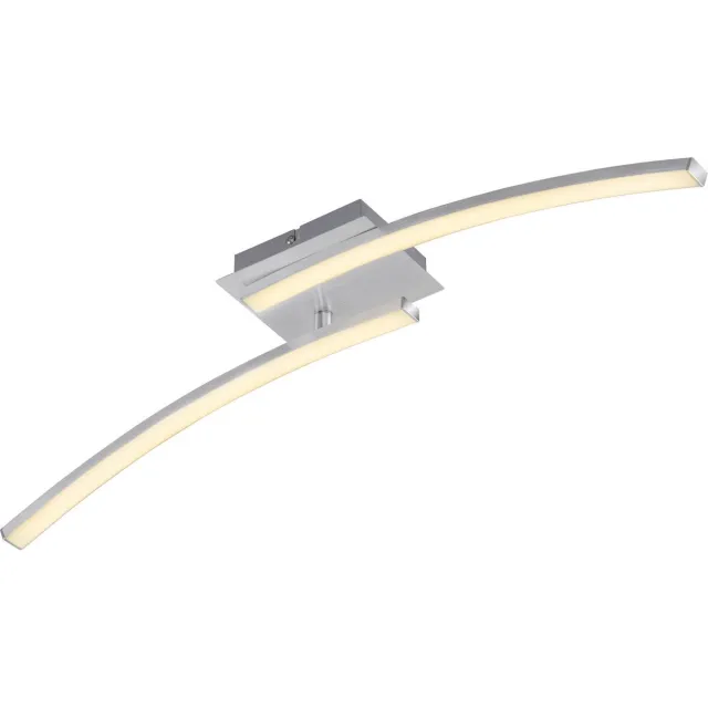 Briloner GO - Plafonnière - gebogen plafondlamp - 2-lichts - LED 2 x 6W - warm wit licht - 55,4 cm - aluminiumkleurig