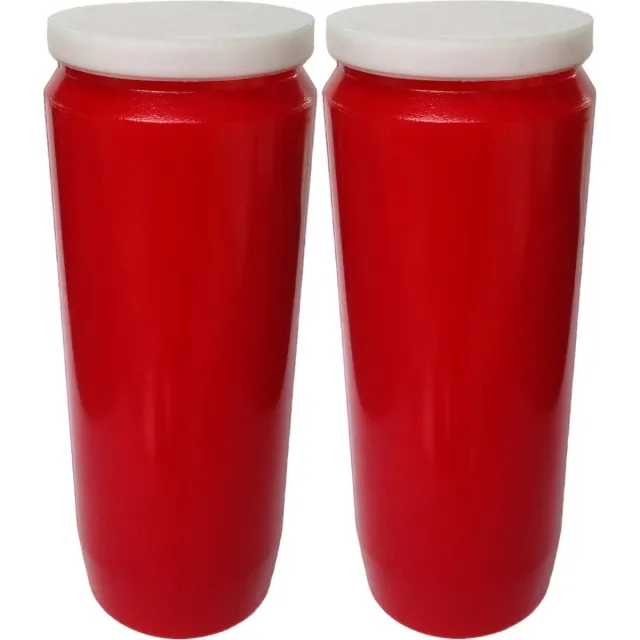 Enlightening Candles Enlighting candles grafkaars/gedenklicht - 2x - rood - 7cm x 20 cm - 9 dagen - Noveenkaars - Gedenkkaars - Graflicht/herdenkingslicht