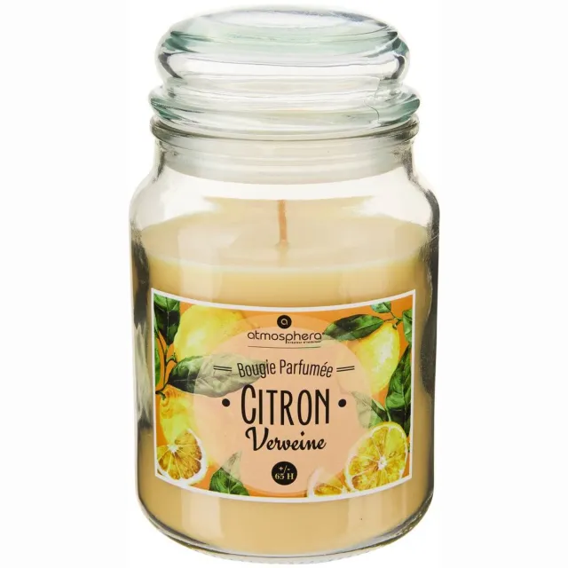 Atmosphera Créateur d'intérieur® Geurkaars in grote glazen pot met deksel ELOA Jaune