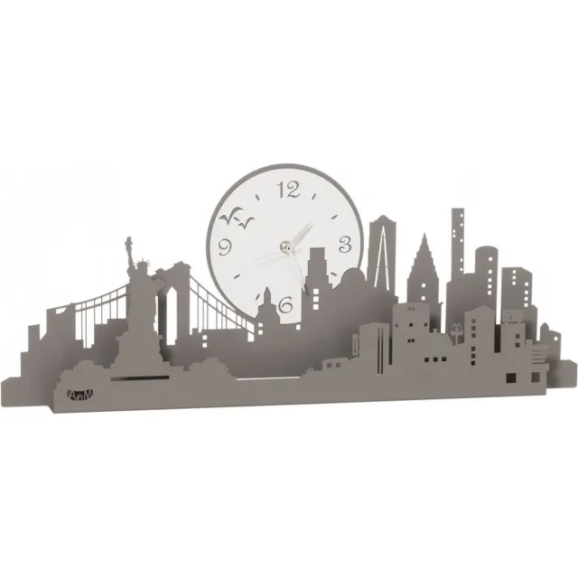 MadDeco Arti Mestieri - klok - skyline new york - ijzer - 58 cm lang - leisteenkleur - italiaans design