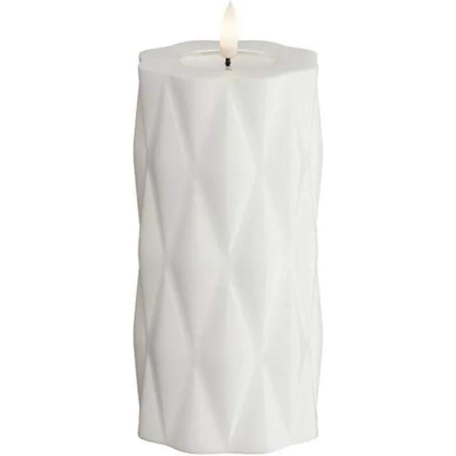 Deluxe Homeart Led Kaars Harlequin Wit 7,5 x 15 cm