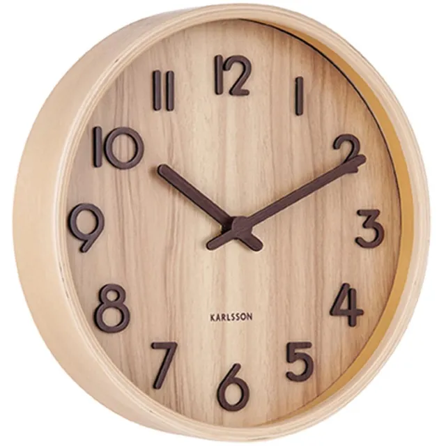 Karlsson Wandklok Pure - Licht lindehout - Small - Ø22cm - Scandinavisch Bruin