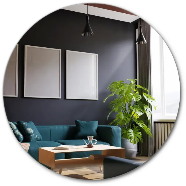 TULUP Spiegel - Spiegel Rond - 80 cm x 80 cm - Ronde Spiegel - Spiegel Voor de Woonkamer - Spiegel Rond Zonder Lijst - Scandinavische Wandspiegel