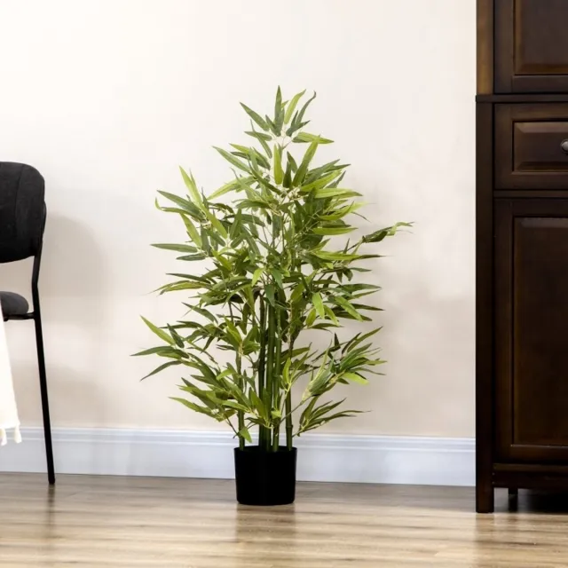 MODENUIT Kunstplant - Kunstbamboe 90 cm - PEVA-Kunststof - Groen - Met Pot - Voor Binnen - Met 504 Bladeren