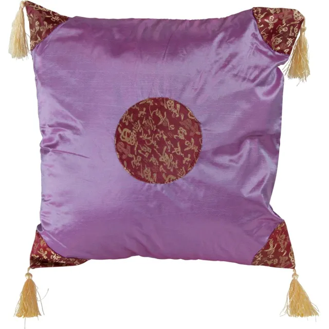 Fine Asianliving Chinese Kussen met kwastjes Lucky Kalligrafie Lila 45x45cm Rood, Multicolour