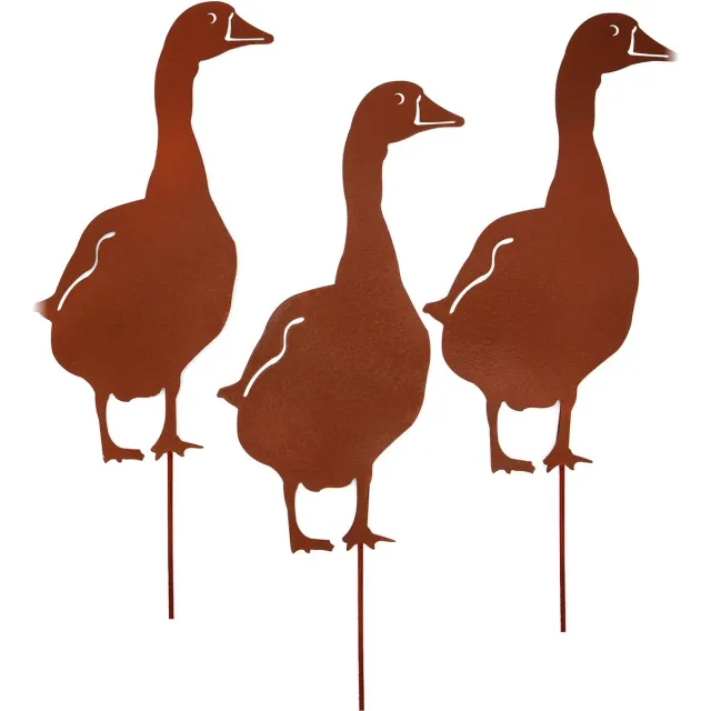 UNUS Tuinsteker gans set van 3, tuindecoratie in roestlook Bruin