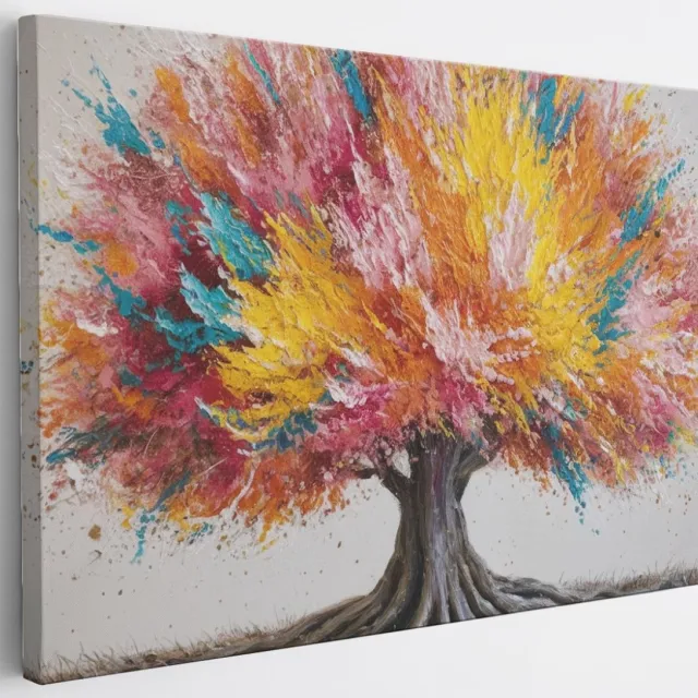 Saammp Canvas Schilderij - Kleurrijke boom - Abstract - 40x30 - Foto op canvas - Wanddecoratie - Muurdecoratie Woonkamer - Slaapkamer decoratie - Canvas Print Multicolor