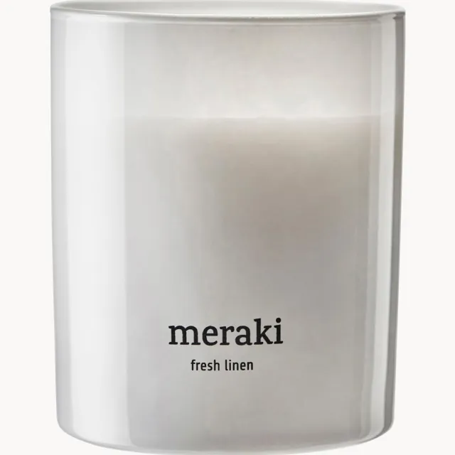 Meraki Geurkaars Fresh Linen (citroen, jasmijn & muskus) Wit