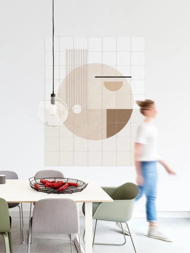 IXXI Neutral Semicircles Poster No.2, Elena Ristova & Various - 80 x 100 cm - Grote wanddecoratie en posters - Abstract, Minimalisme, Grafisch Wit / Beige