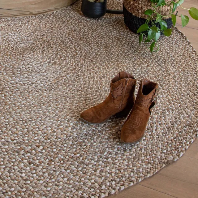 Boho&me Jute vloerkleed rond - Braided naturel/multi 200