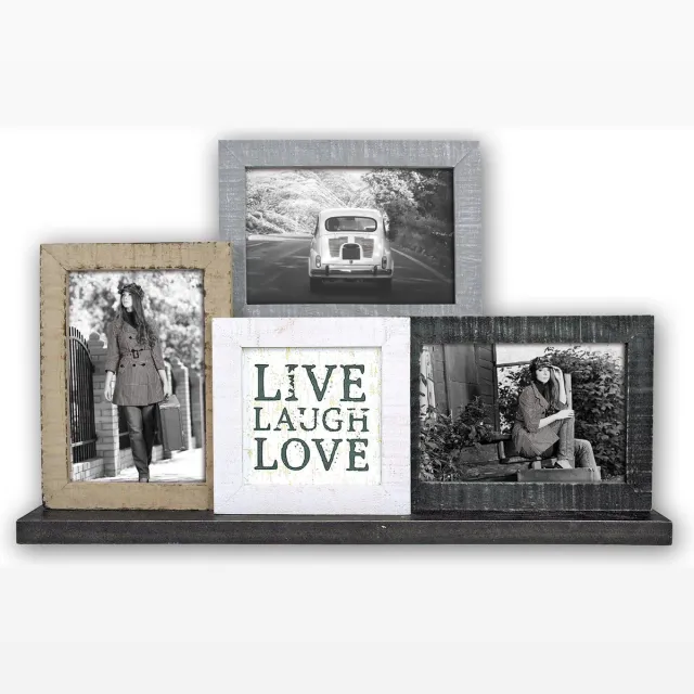 Zep Houten fotostandaard Jerome - 3x 10x15 en 1x 10x10 - ZEP - TY480 Bruin