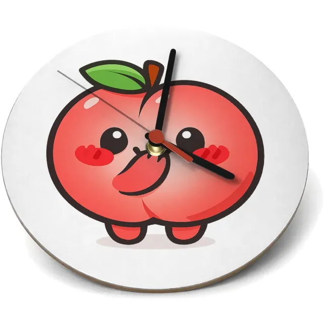 Mr Cadeautjes Klok rond Ø 19 - design Een schattige maar een tikje brutale fruitfiguur met een ver | cadeau Wit
