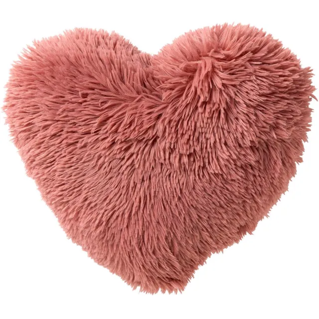 Textino HART-XL - sierkussen 55x60 cm - hartvormig kussen - fluffy - Mauveglow - roze