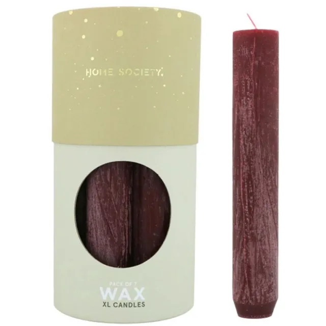 Home Society Diner Candle XL - Burgundy - Doos 7 stuks - Rond 3,4 cm - 21 cm hoog