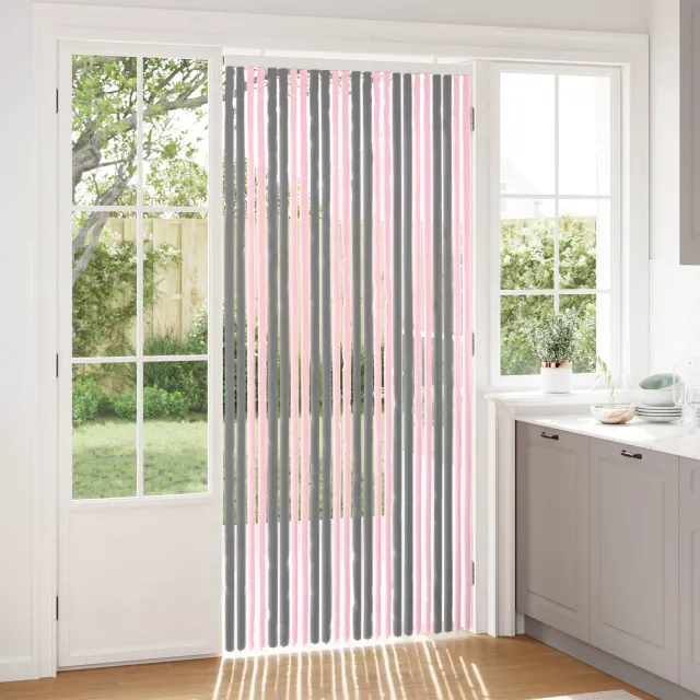 vidaXL Insecten Gordijn Chenille Zilvergrijs en Roze 100 x 220 cm