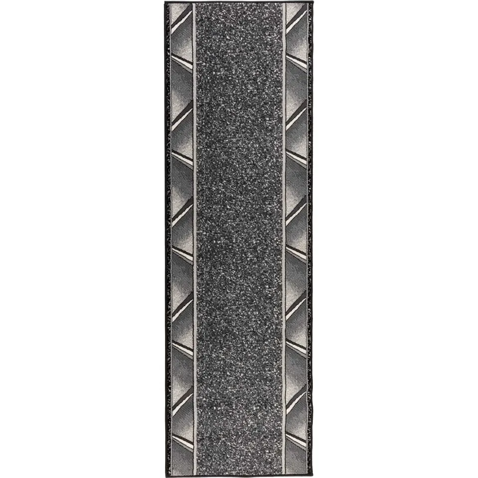 vidaXL Tapijtloper FLORNES Geweven Grijs Zigzag 80 x 250 cm PP 7 mm