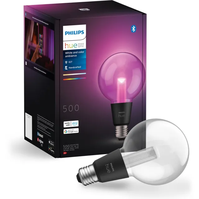 Philips Hue Lightguide LED lamp - E27 fitting - aanpasbaar wit en gekleurd licht - globe vorm - Ø 95mm - slimme verlichting