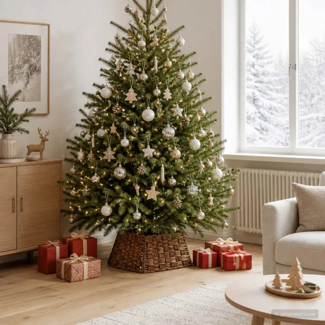 vidaXL Kerstboomkraag Vierkant Bruine Was 60 x 60 x 28 cm Waterhyacint