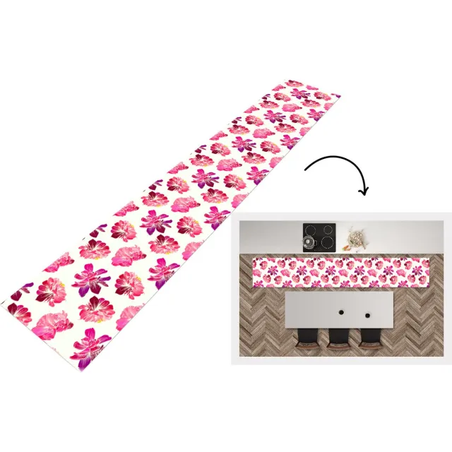 KitchenYeah Keukenloper - Keukenmat - Bloemen - Roze - Patroon - Keuken vloerkleed Multicolor