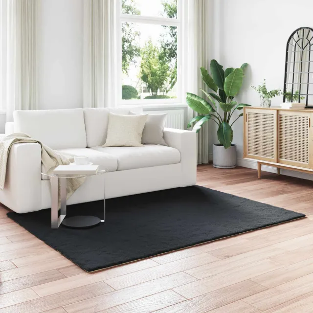 vidaXL Antislip vloerkleed van imitatie konijnenbont OLITE Zwart, foto 2